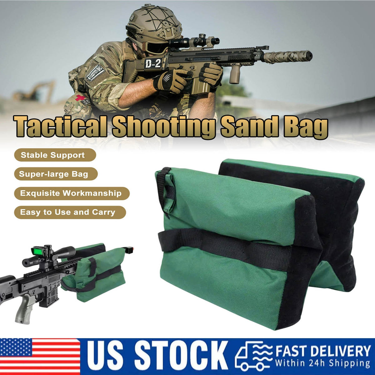 Shooting Range Sand Bag Set Rifle & Shotgun Bench Rest Support