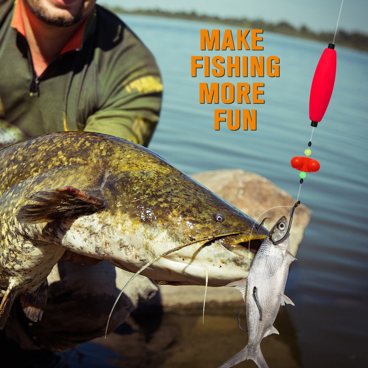 Catfish Float Rig with Double Circle Hooks - Pre-Tied Set for Trophy Fish