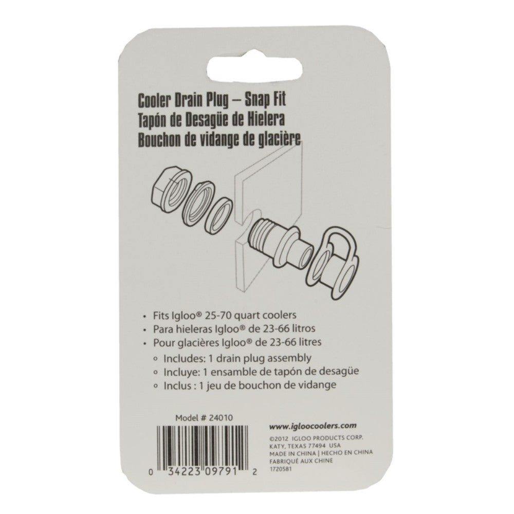 Igloo 24010 White Unthreaded Snap Closure Drain Plug for 25-60 Qt Ice Chests