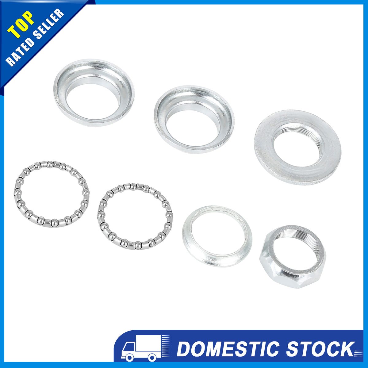 Bike 1-Inch 7-in-1 Steel Threaded Headset Set Sealed Bearings Replacement