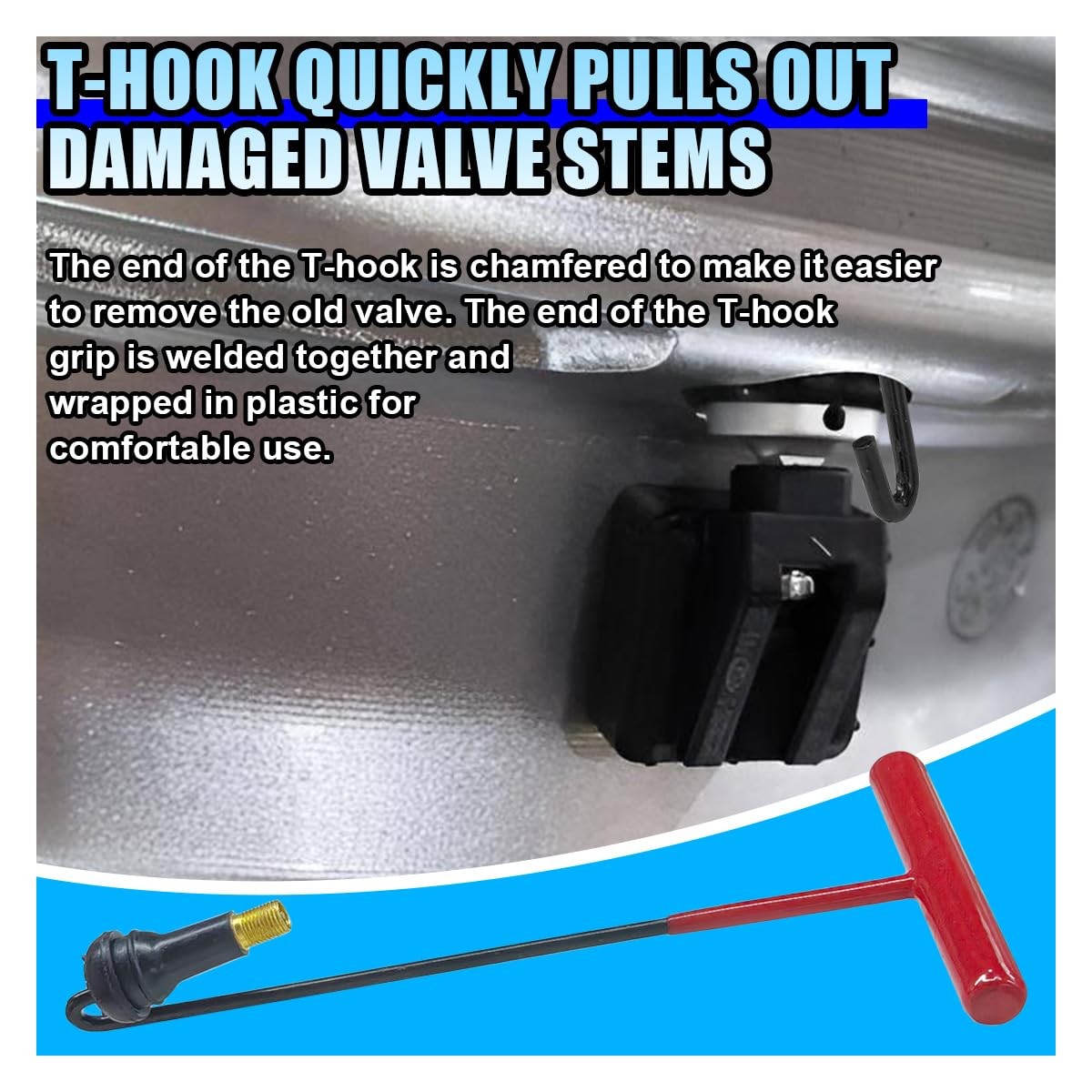 Car Tire Valve Stem Replacement Tool Kit - Quick Change Valve Core, Red