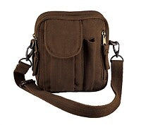 Brown Canvas Travel Organizer Bag with Zippered Compartments