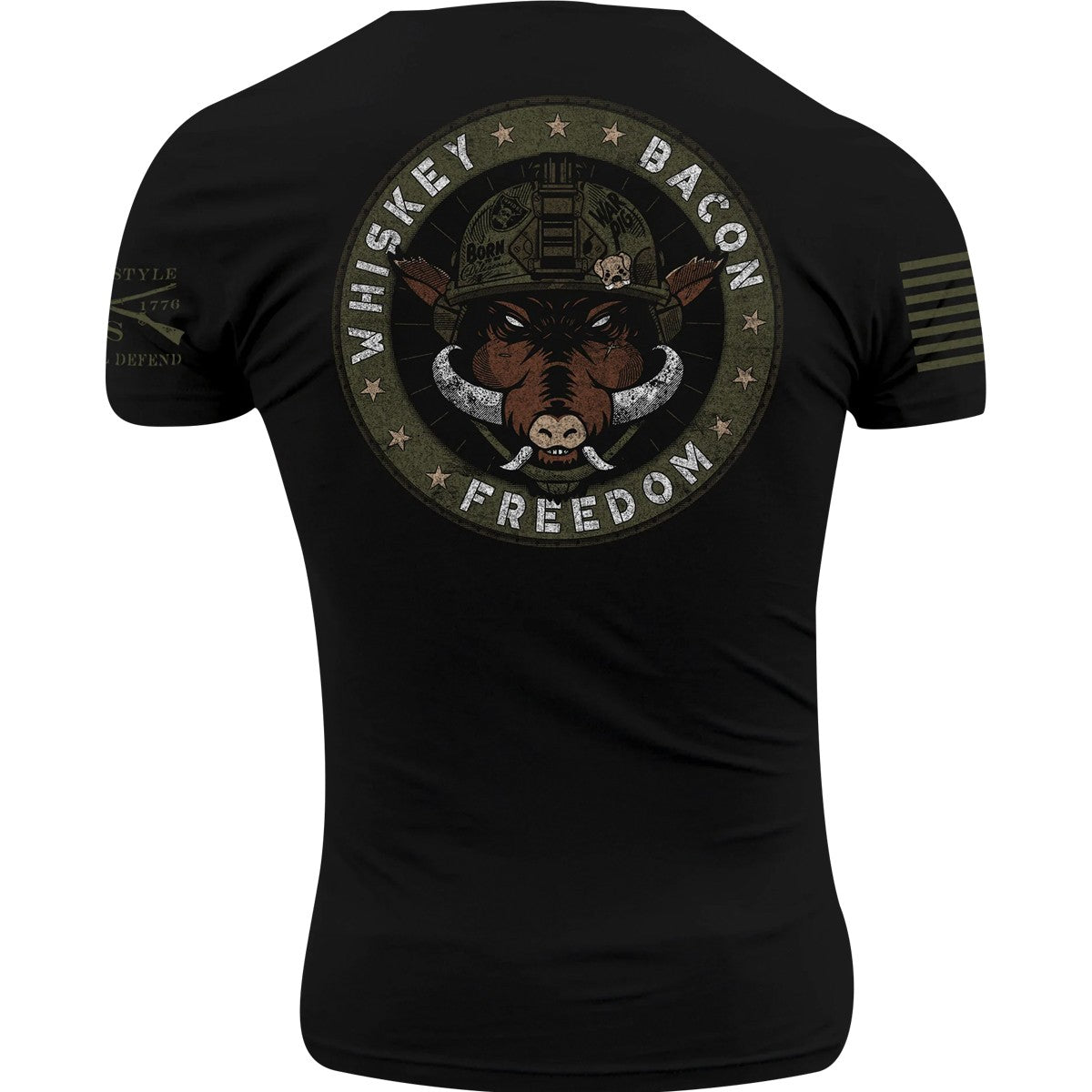 Whiskey Bacon Freedom T-Shirt for Men - Black, Multiple Sizes