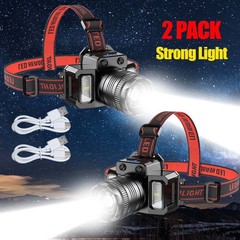 Rechargeable Sensor Headlamp with Zoom, 2000mAh, 5 Lighting Modes, IPX4 Waterproof
