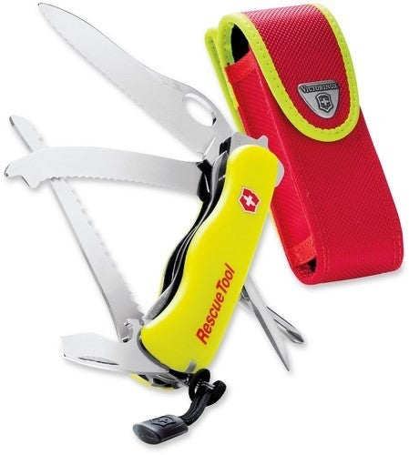 Victorinox Rescue Tool with Glow in Dark Yellow Handle, 13 Functions, with Pouch