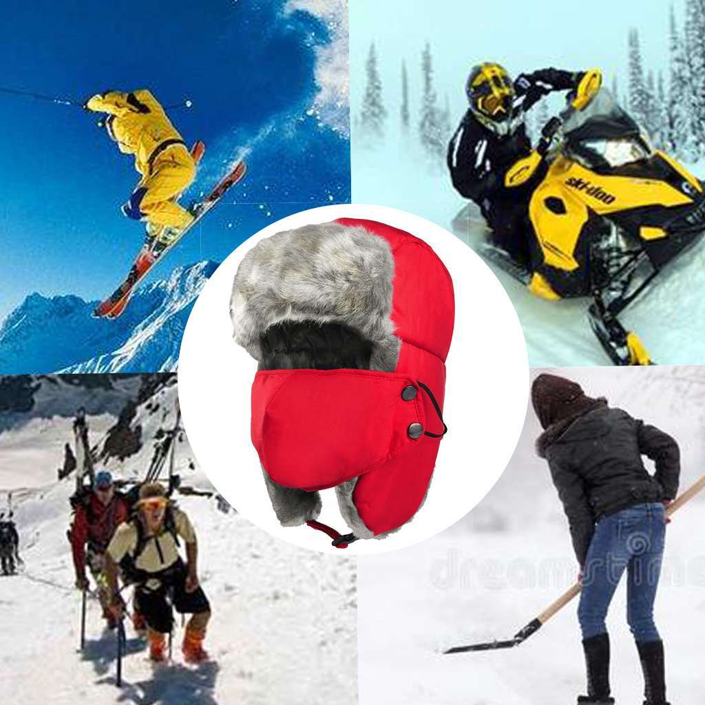 Men's Winter Ear Flap Thermal Hat with Removable Face Mask - Snow Ski Cap