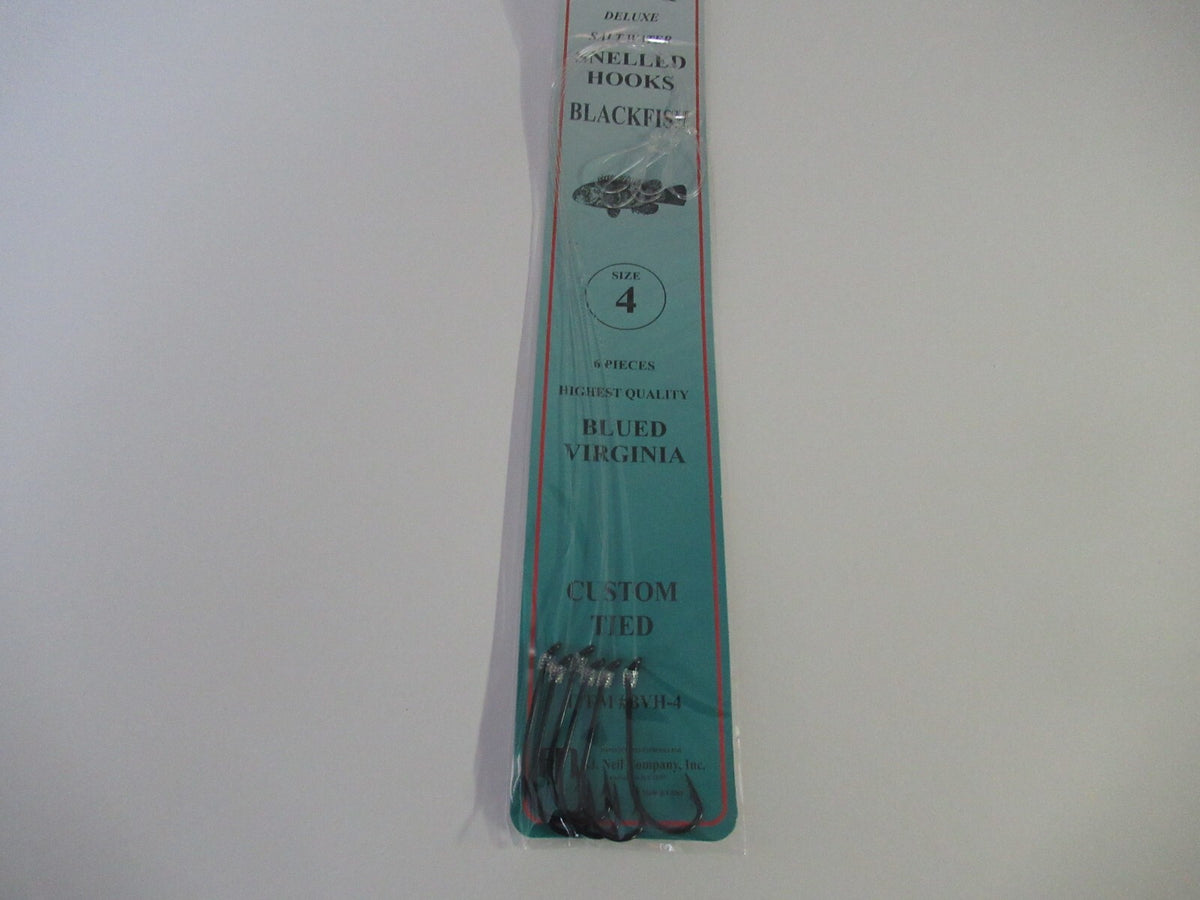 Bulk Snelled Fish Hooks for Virginia & Blackfish - Assorted Sizes, 72 Pack