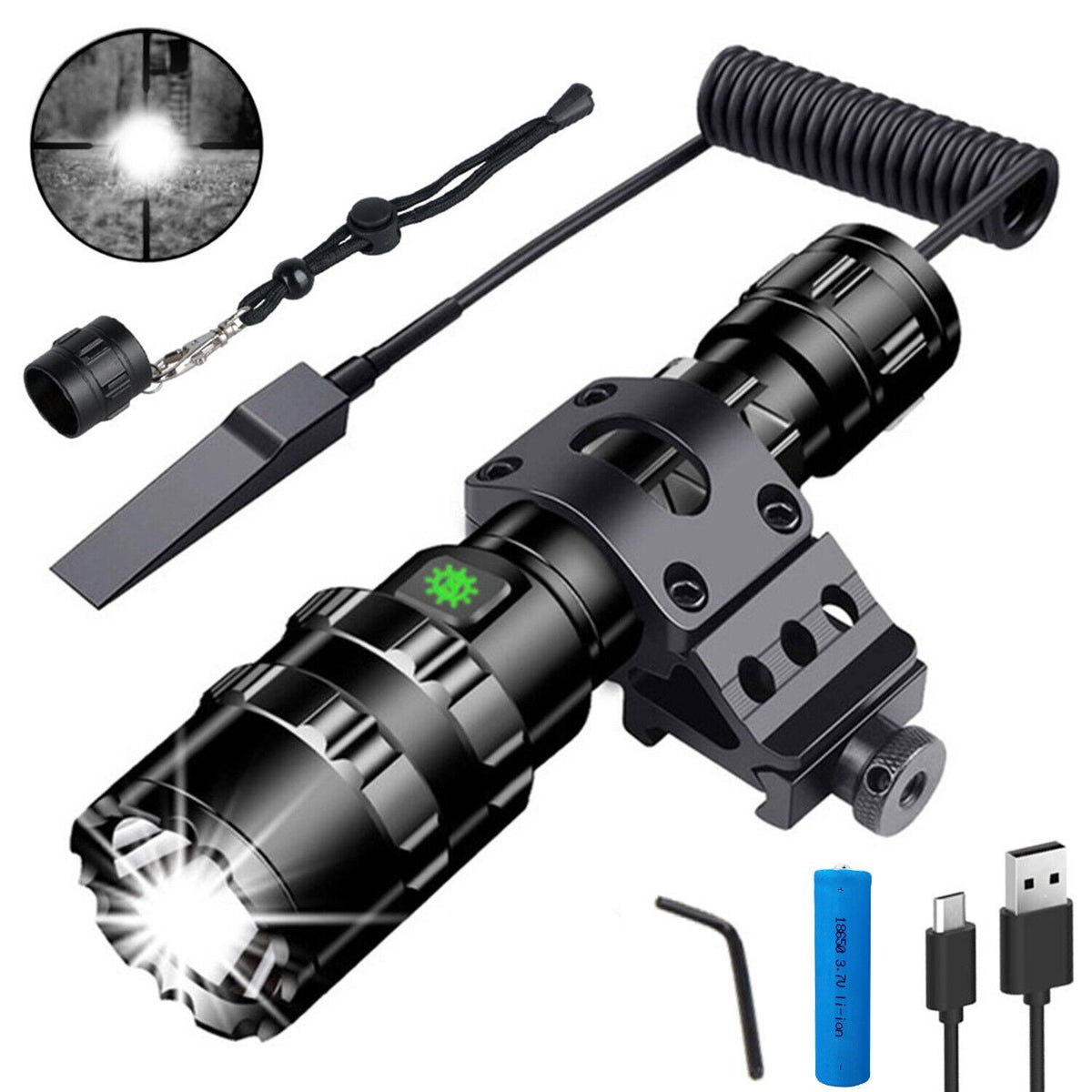 Rechargeable Tactical Flashlight 6000 Lumens Waterproof LED Zoomable Torch