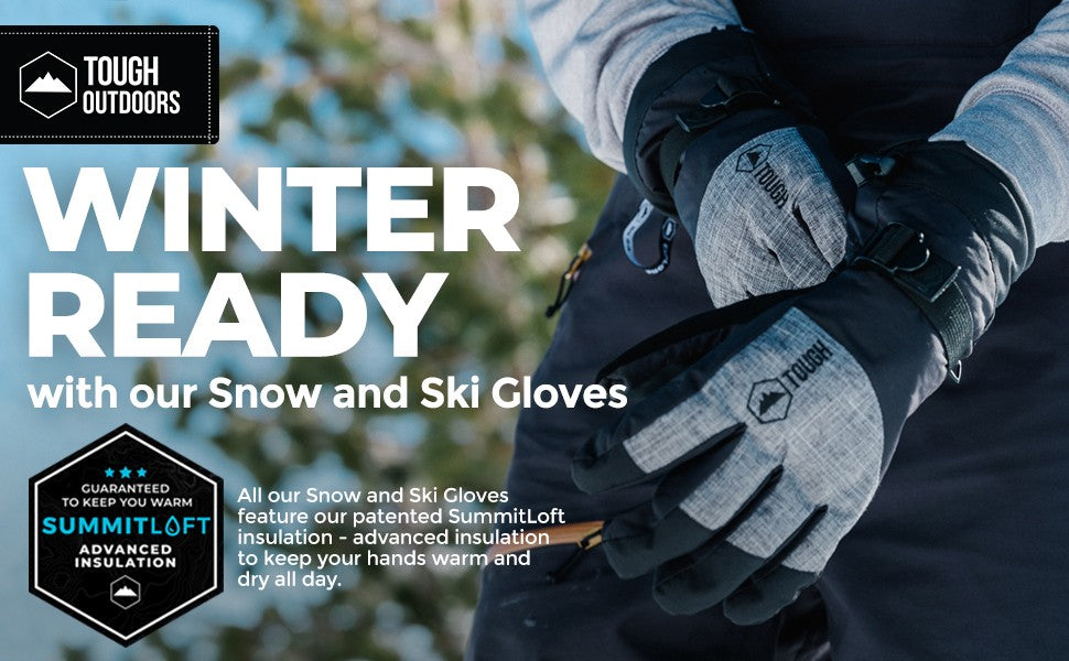 Men Women Ski Gloves Waterproof Insulated Snowboarding Gloves - Black
