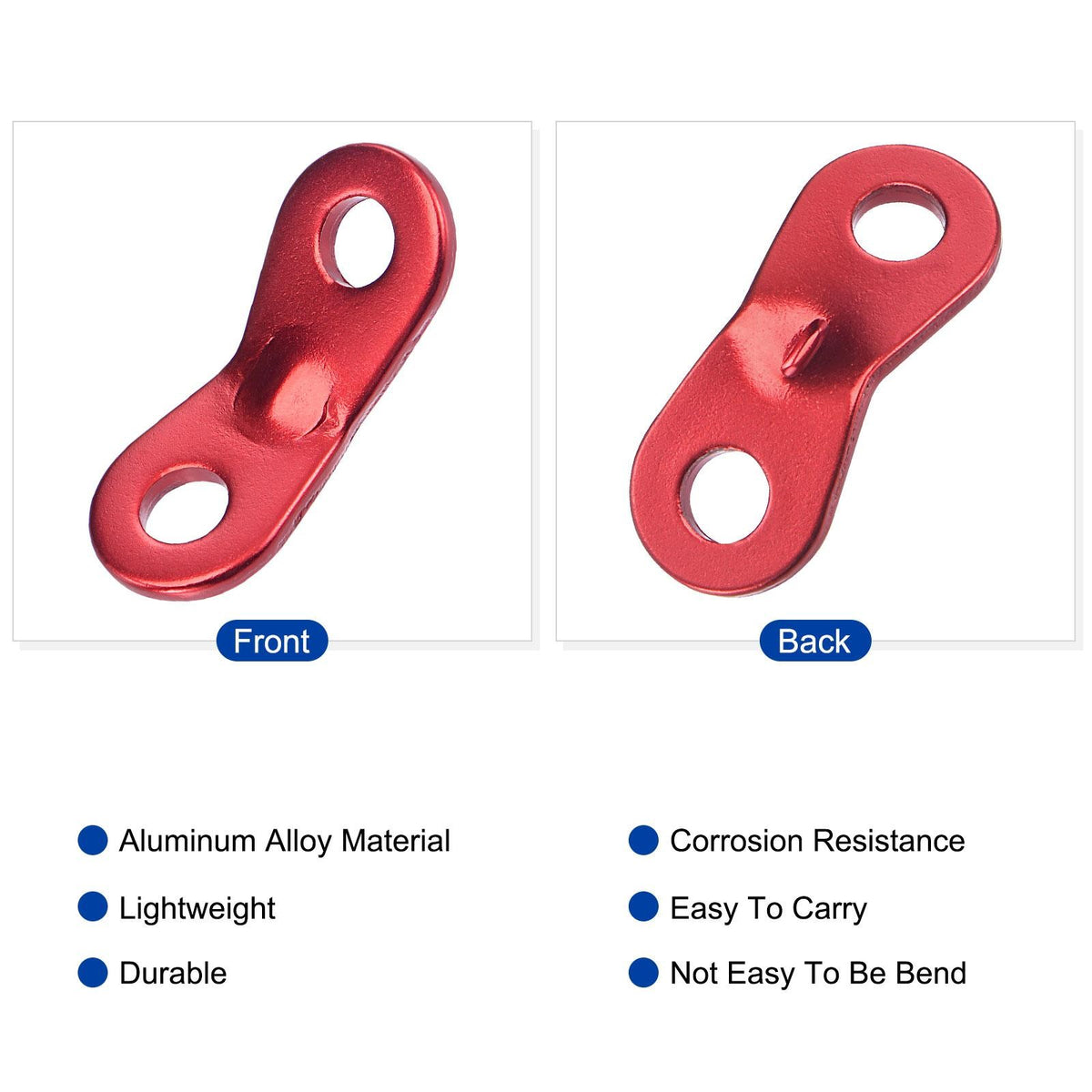 20pcs Aluminum Rope Tensioners for Tent Cords Red 7mm Dia Camping Gear