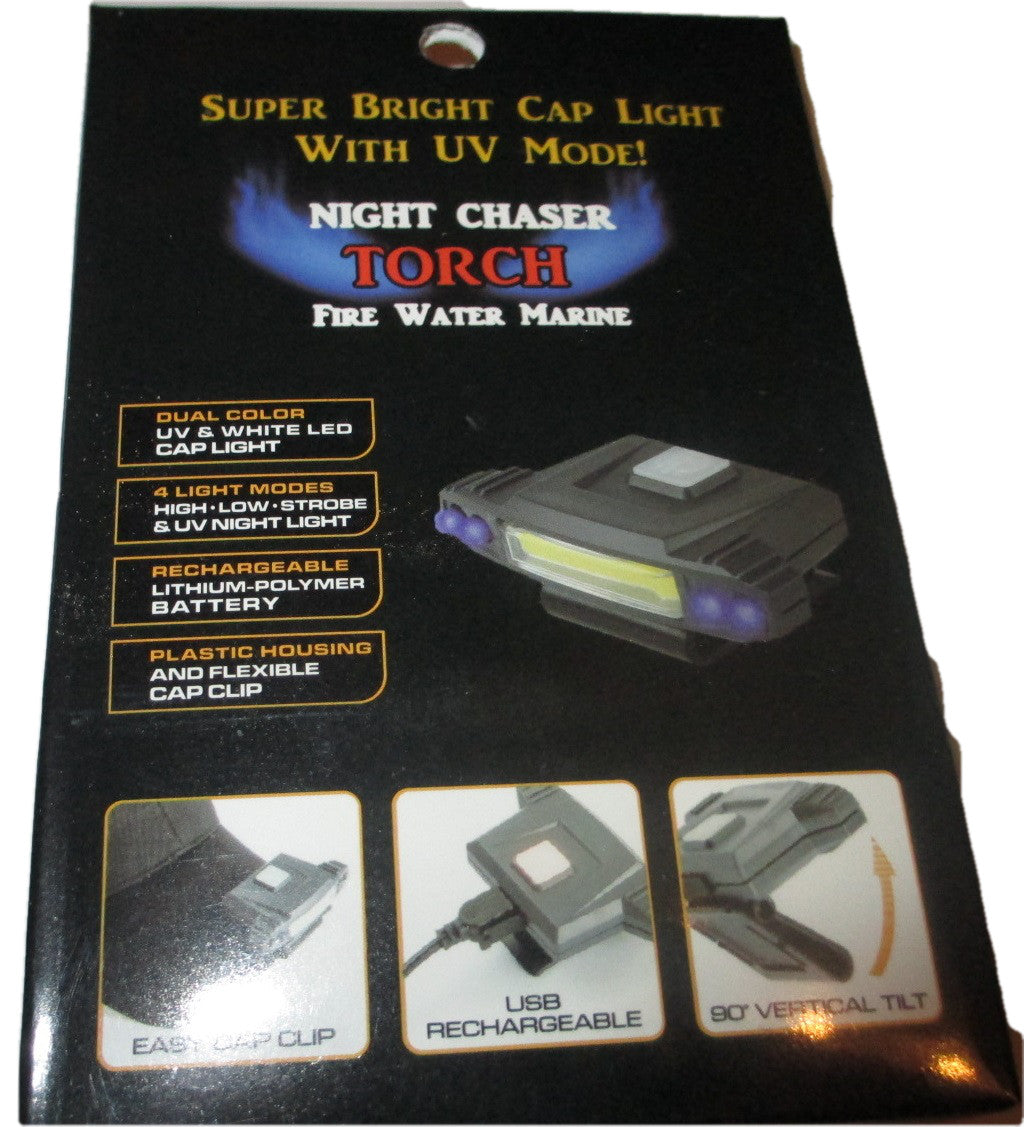 Rechargeable COB LED Cap Light with UV Black Light for Fishing, Waterproof & Adjustable