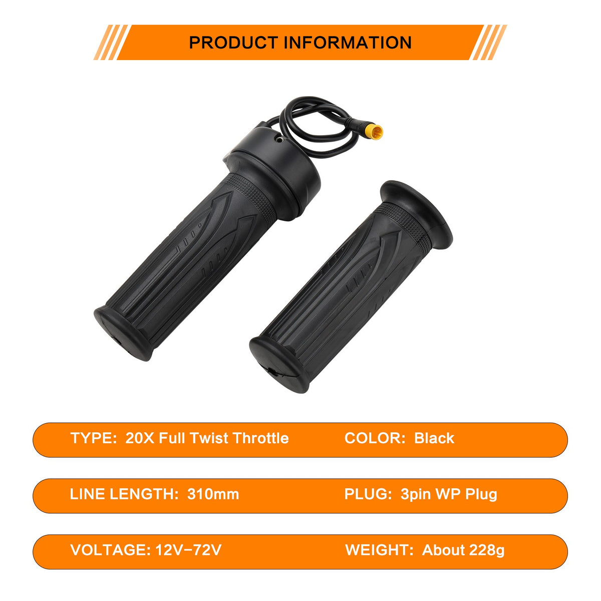 Universal 12V-72V Electric Bicycle Scooter Throttle Grip for Handlebar
