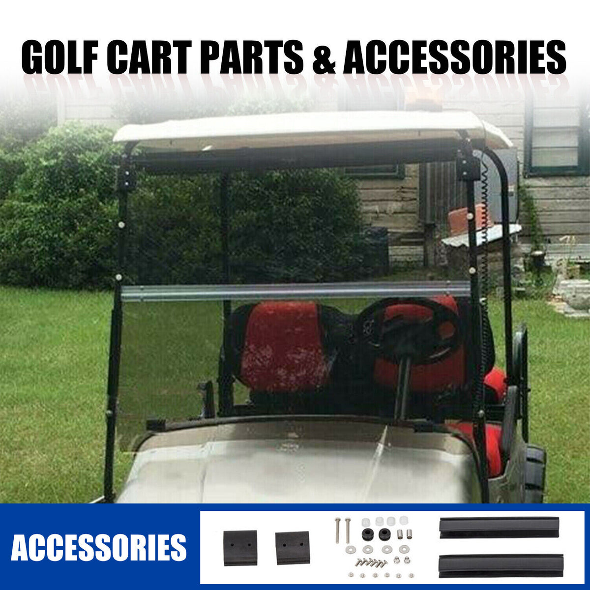 Golf Cart Folding Tinted Windshield for EZGO TXT & Medalist 1994-2014