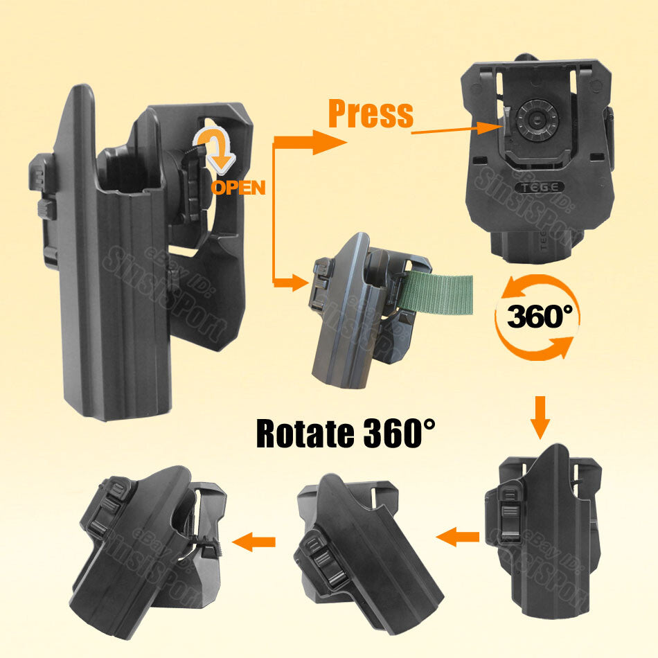 Tactical Holster for 9mm & .40 Caliber Handguns - Fits , S&W M&P, Tisas Zigana PX-9