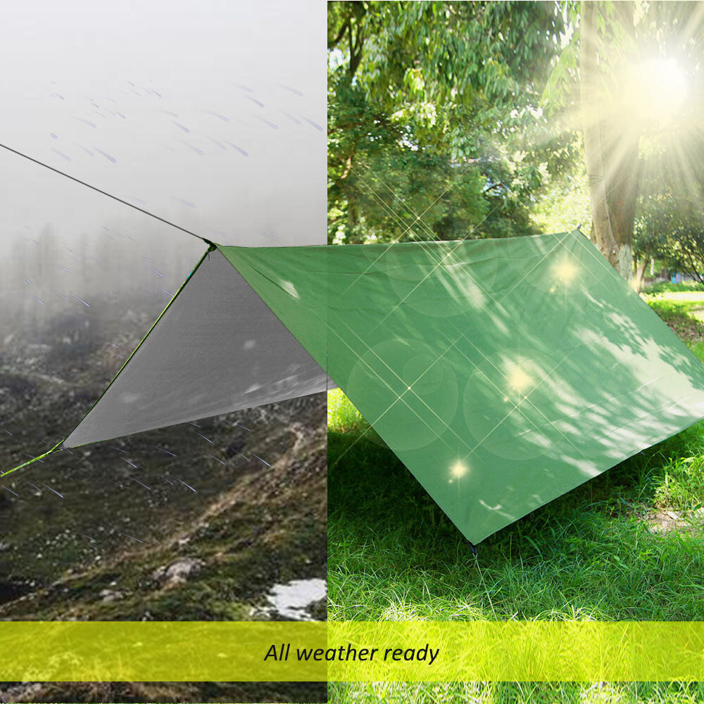 Large Waterproof Camping Rain Fly Tarp 10ft Sun Shelter for Hammocks & Tents