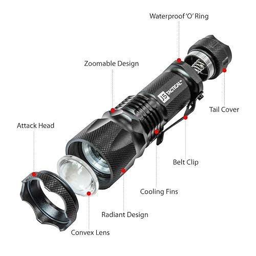 Mini LED Flashlight with Clip 300 Lumens Waterproof Pocket Light - AA Battery