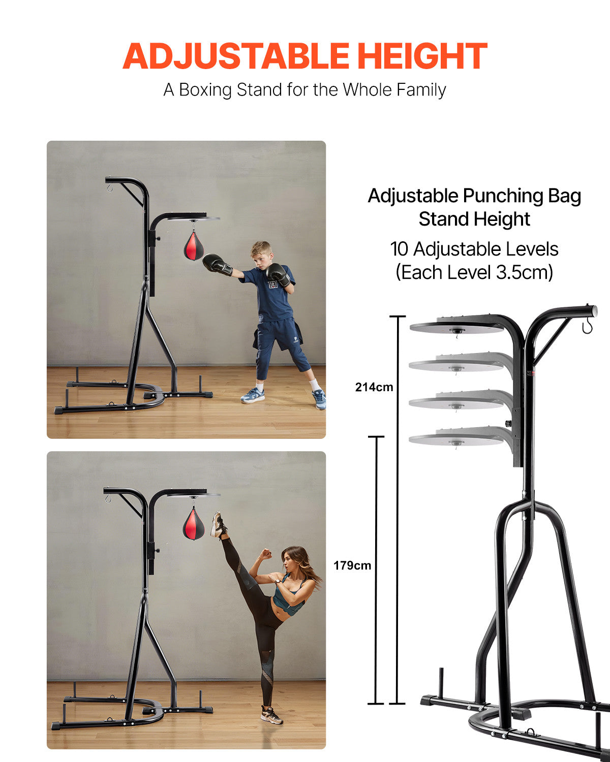 Heavy Duty Punching Bag Stand with Steel Frame for Boxing & Fitness