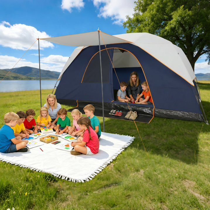 10-12 Person Camping Tent with Rainfly and Screen - Easy Setup, All-Weather Waterproof