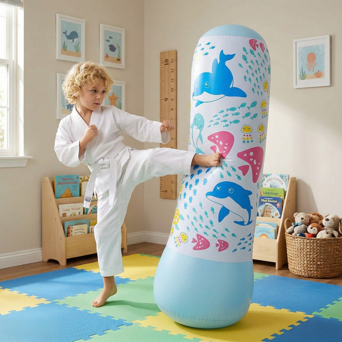 49 Inch Punching Bag with Bounce-Back Action for Kids Indoor & Outdoor Play