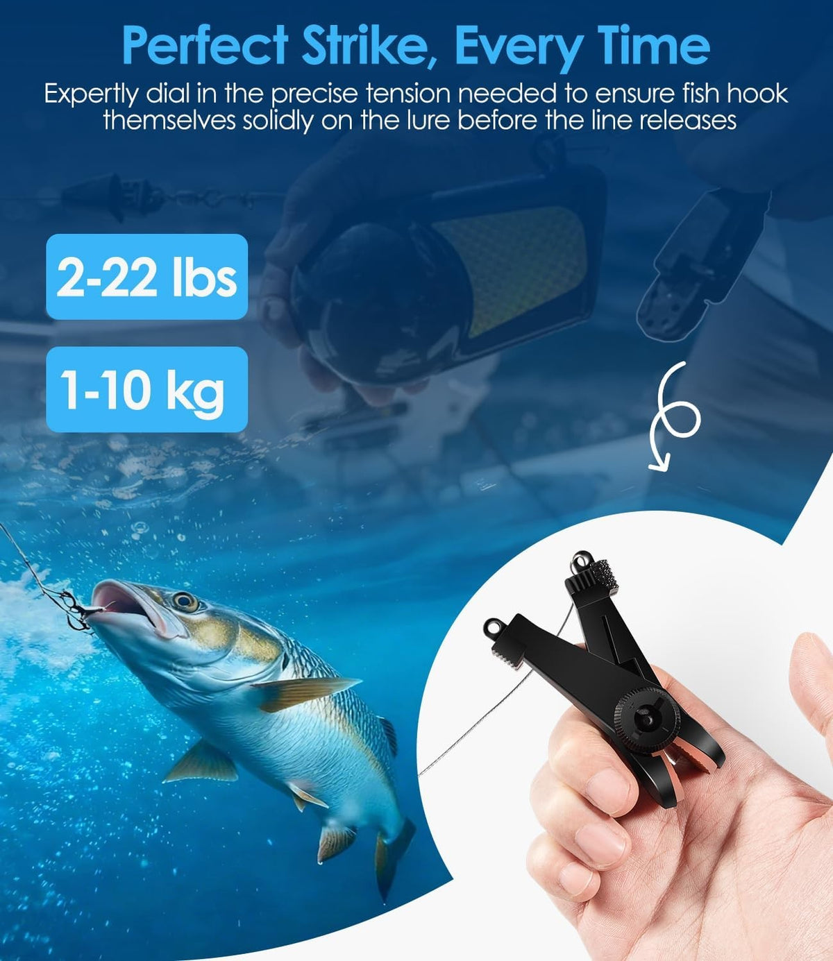 Universal Line Release for Fishing Downriggers - Adjustable Tension 2-22 lbs - 2 Pack