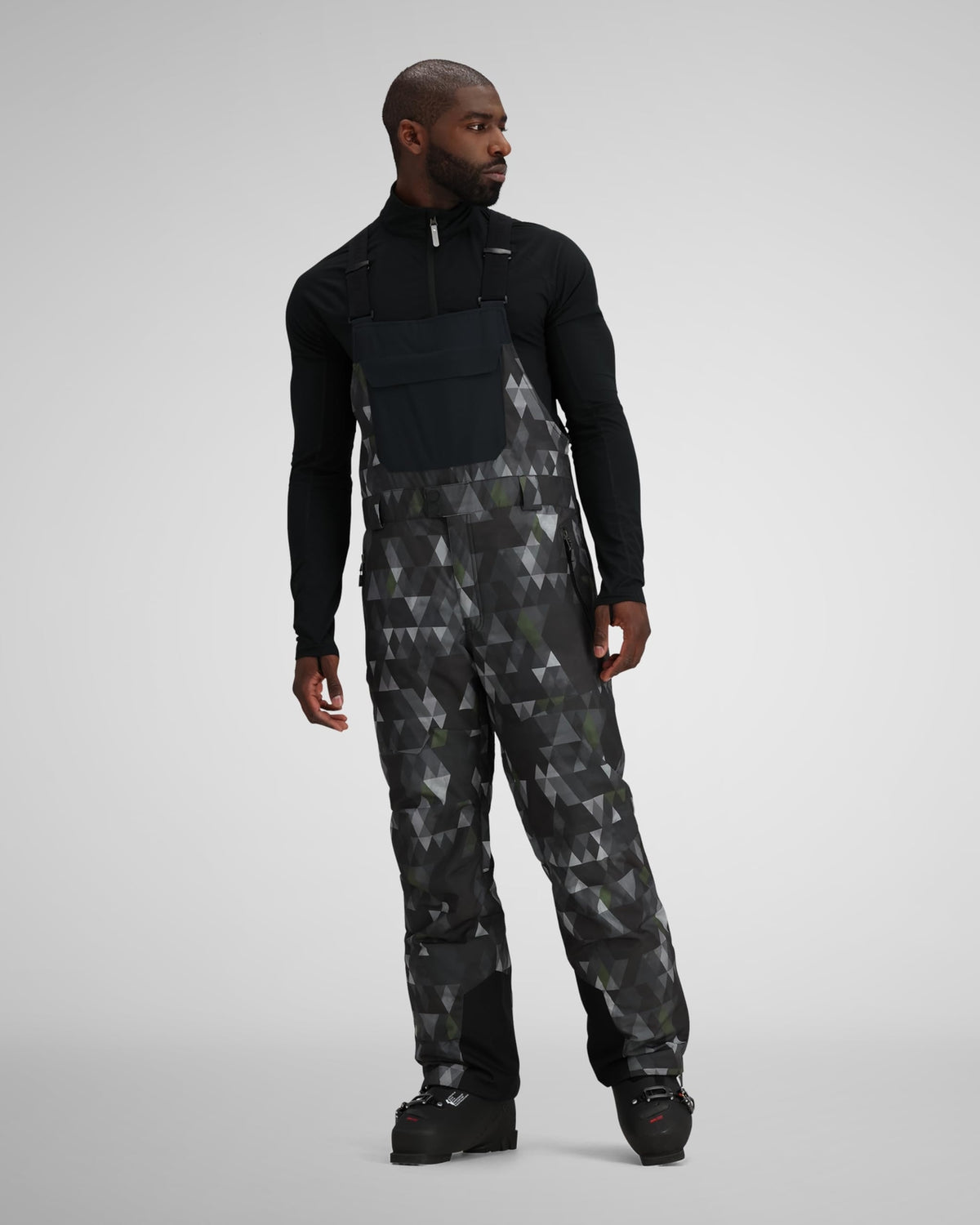 Men's Snow Bib Pants - Ski & Snowboard Winter Outerwear L Black
