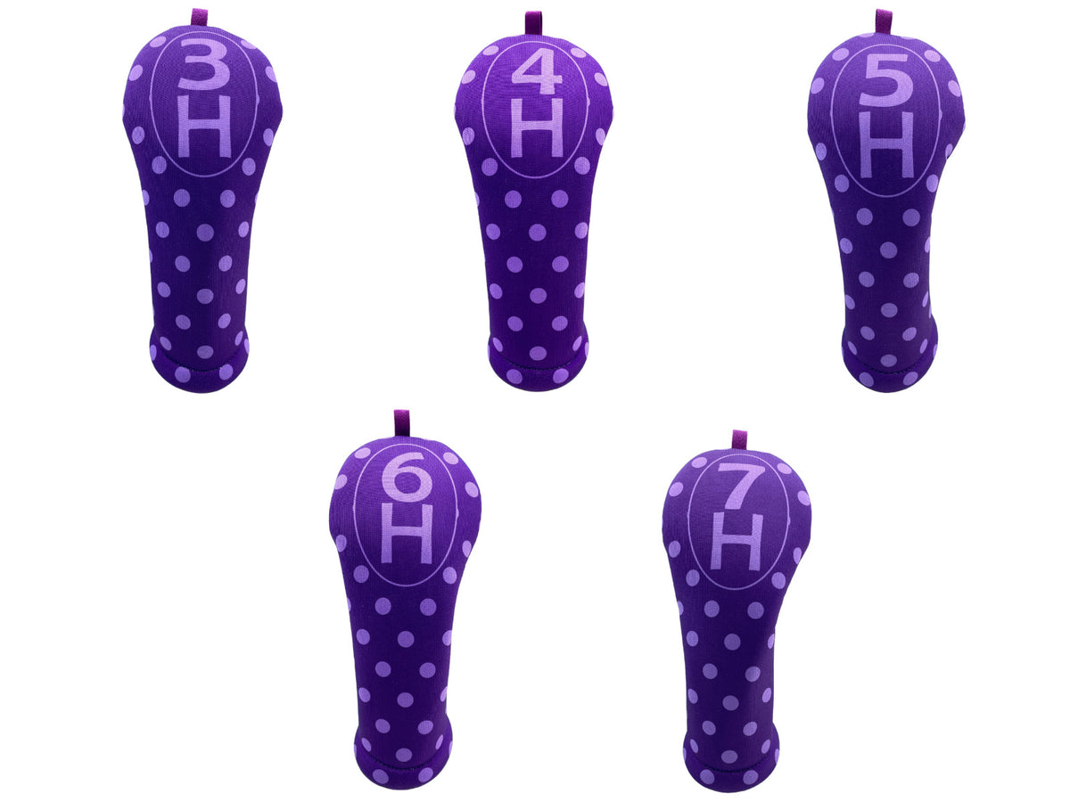 Women's Golf Club Headcover with Purple Polka Dots - Multiple Sizes & Clubs