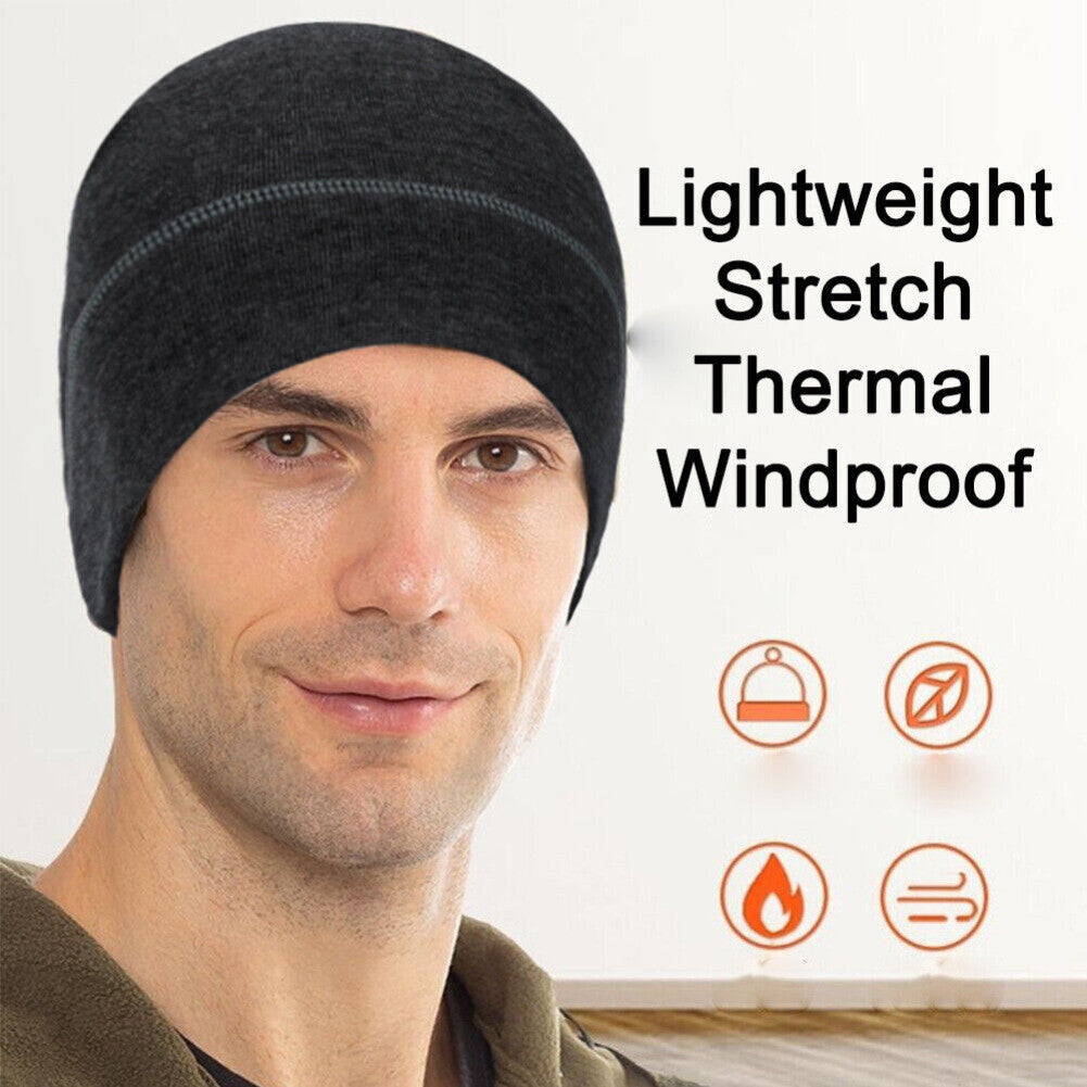 Men's Windproof Thermal Fleece Beanie Hat - Winter Skull Cap for Sports & Outdoor Activities