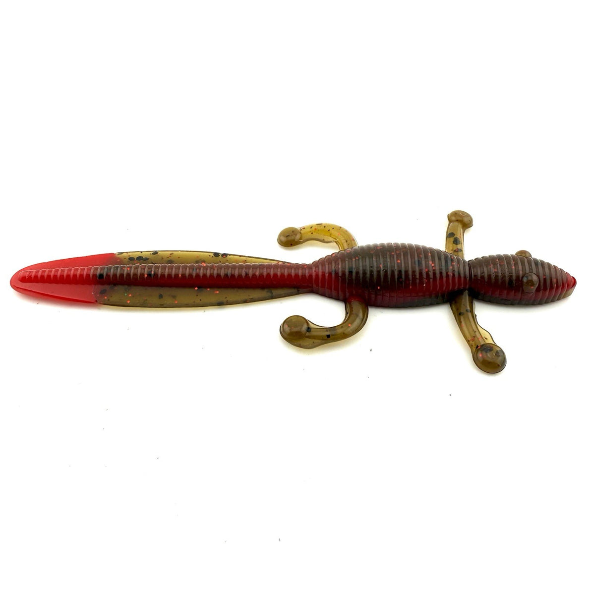 15 Hand Poured 5-Inch Soft Plastic Lizard Baits for Fishing - Green Pumpkin Red