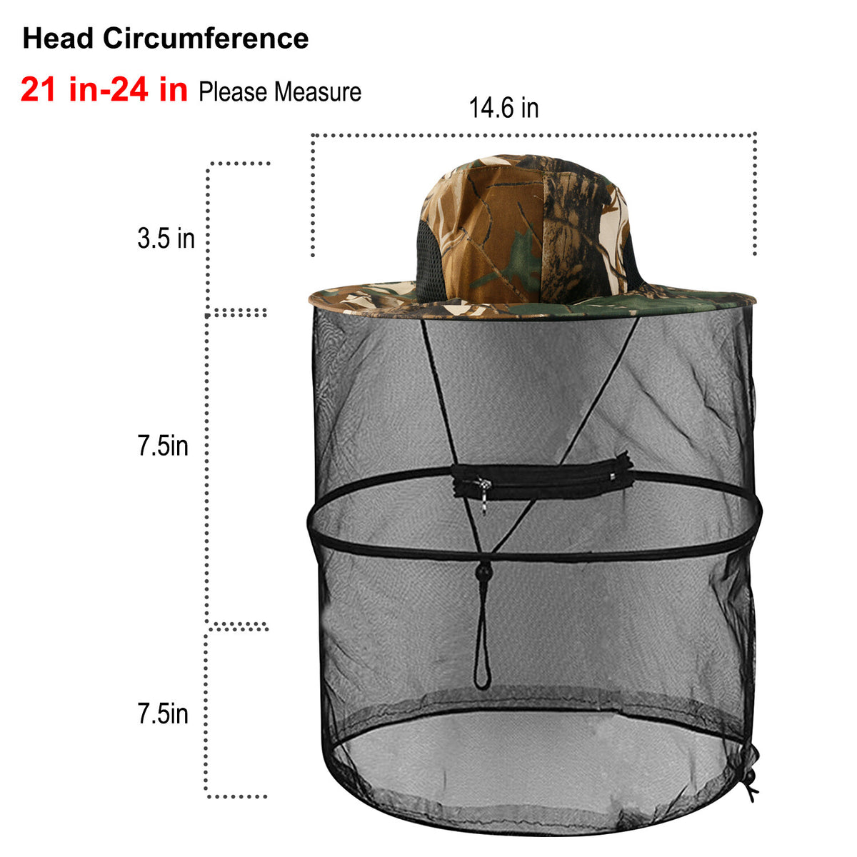 Mosquito Head Net Hat with Mesh Protection for Hiking Fishing Outdoor