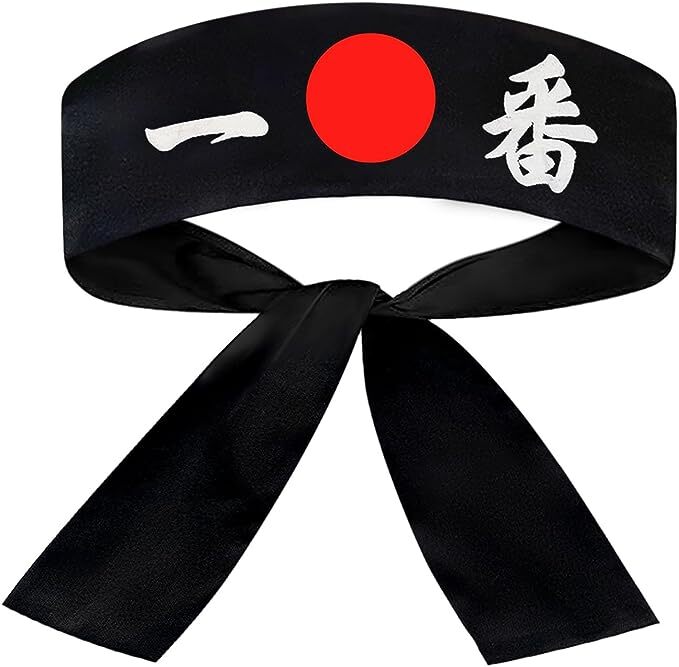 Black Sushi Headband for Chefs and Martial Arts - Unisex One Size