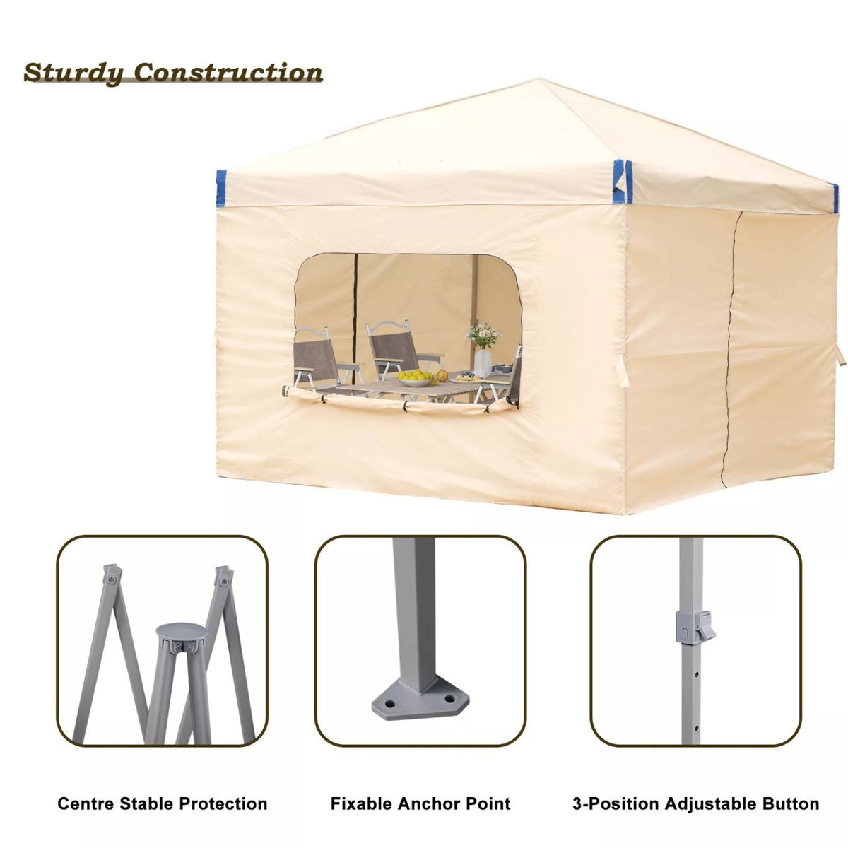 Portable Pop Up Canopy Tent with Sidewalls - 10x10 or 12x12 ft Shade Shelter with Stakes & Bag