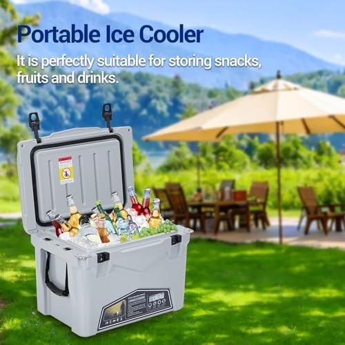 Insulated Hard Cooler with 5-Day Ice Retention - Portable Outdoor Ice Chest