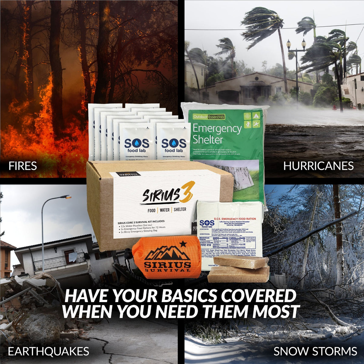 72-Hour Emergency Survival Kit with Food Water Shelter