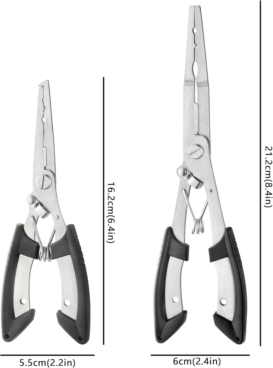 2PCS Stainless Steel Fishing Pliers with Lanyard, Hook Remover & Cutter