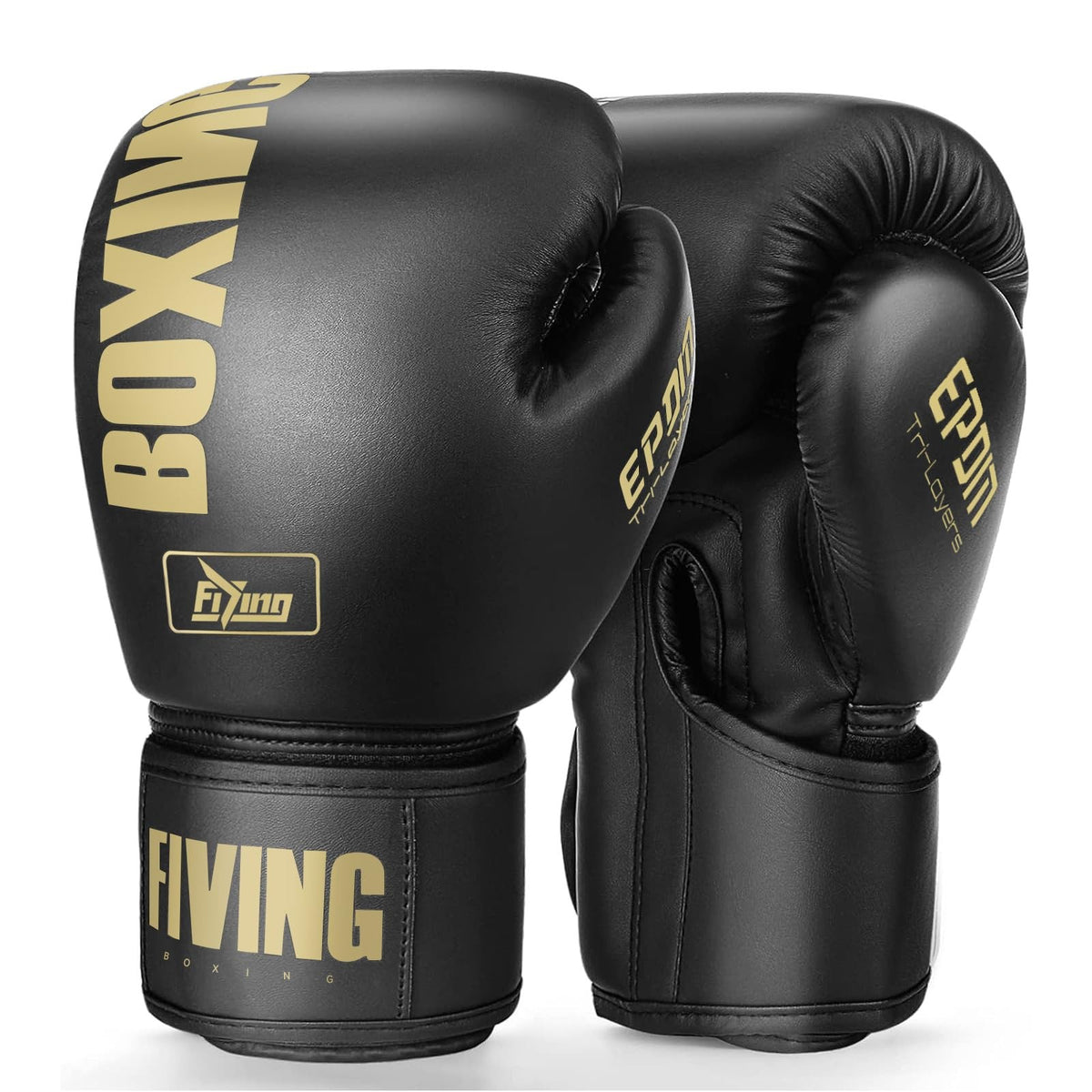 16oz Boxing Gloves for Training Sparring Kickboxing MMA Black and Gold