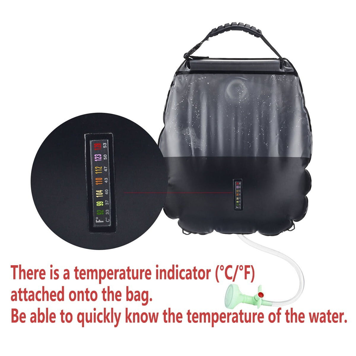 5 Gallon Solar Camping Shower Bag with Heating & Accessories