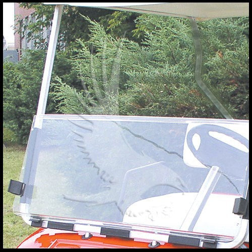 Yamaha G22 Golf Cart Windshield - Clear Acrylic Folding Impact-Resistant