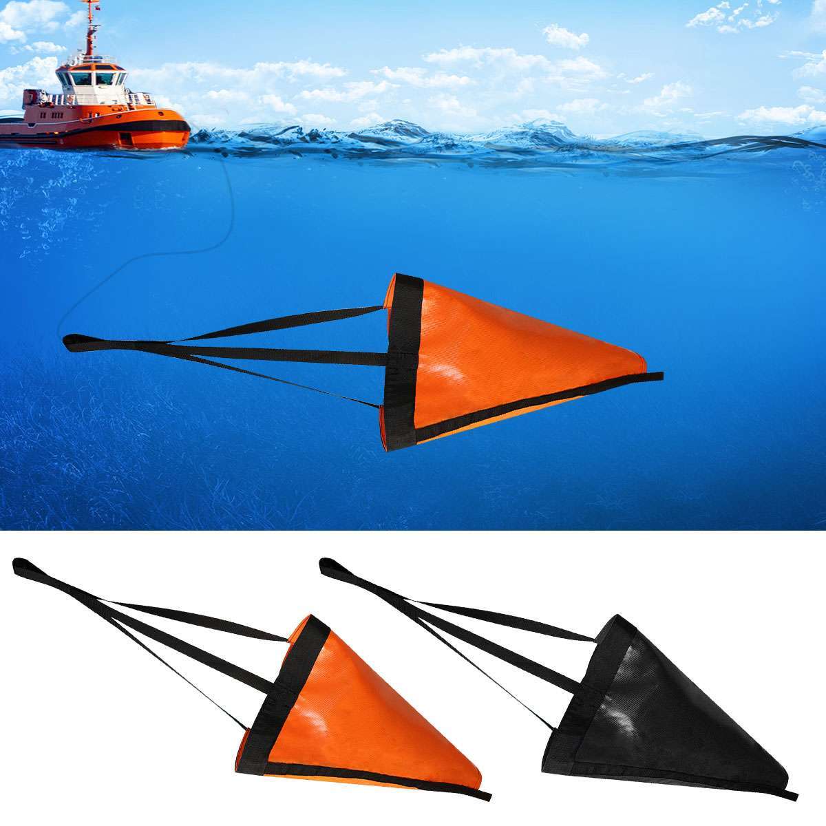 Boat Drift Sock Sea Anchor Drogue for 15-20ft Fishing Boats - Portable & Durable