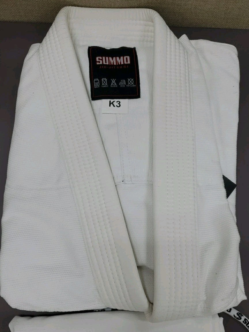 Brazilian Jiu Jitsu Gi Shirt and Pant Set White Size K3 - Basic Training Gear