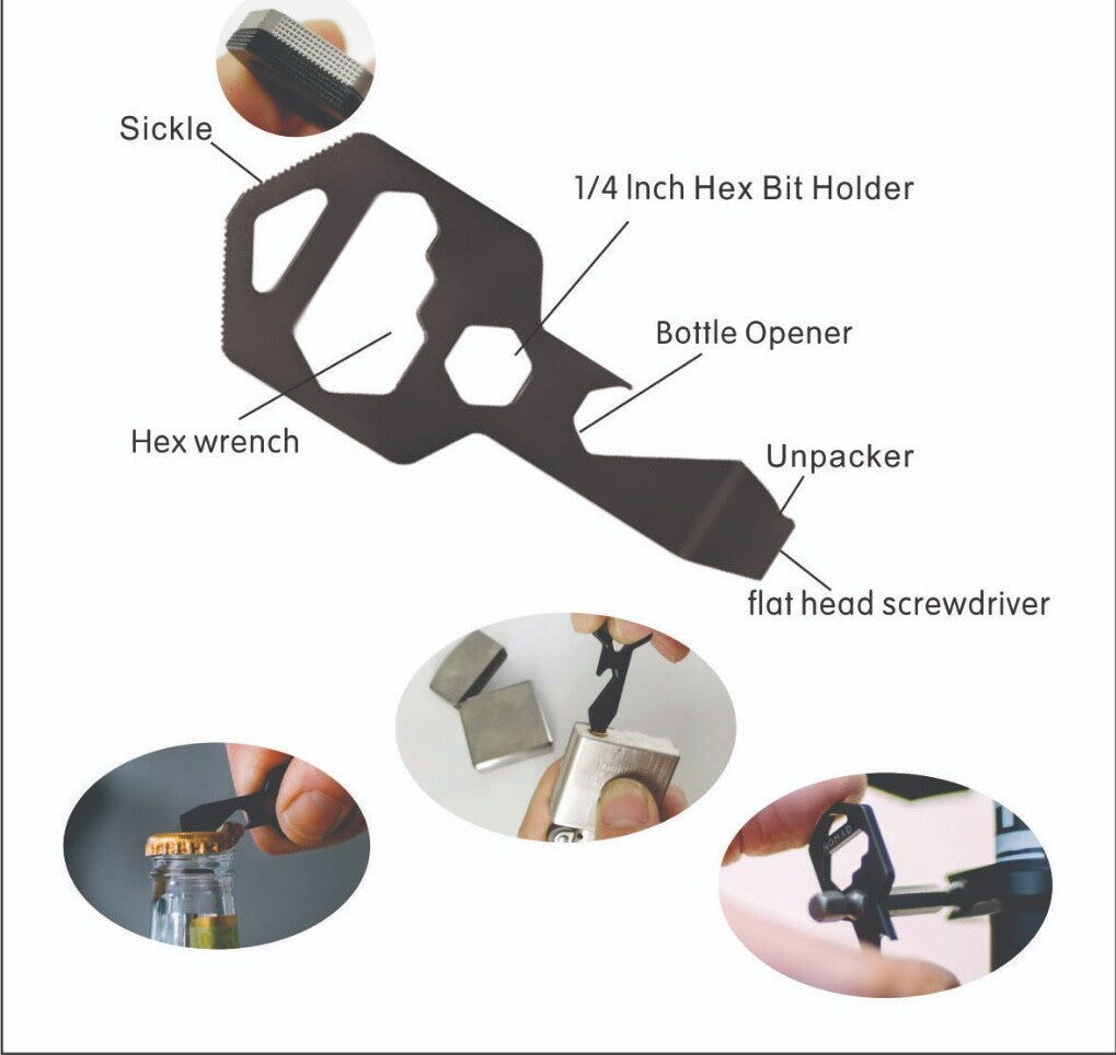 Titanium 8-in-1 Keychain Multi-Tool with Bottle Opener & Wrench