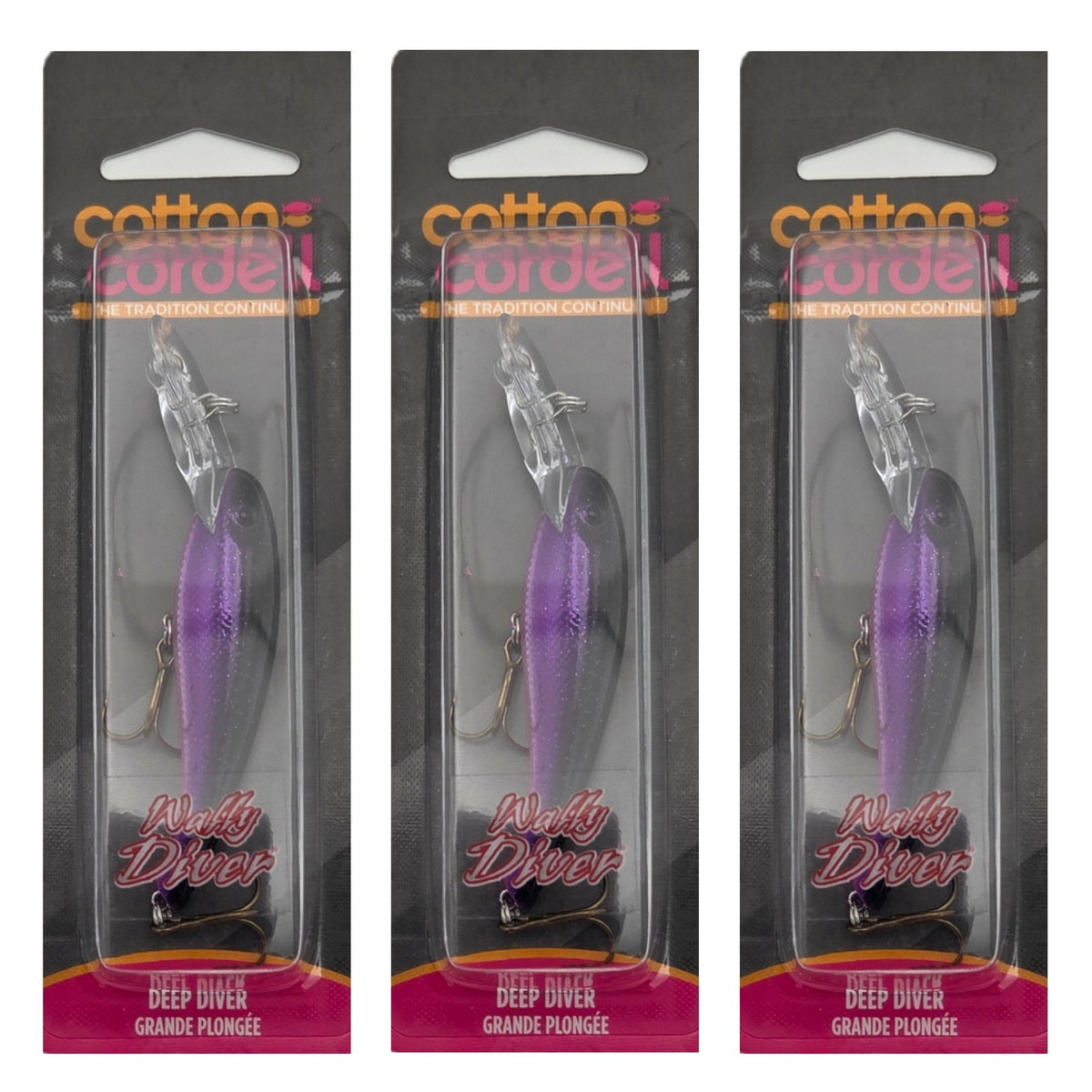 Fishing Lure Crankbait - Purple Demon Diver for Walleye & Bass - Lot of 3