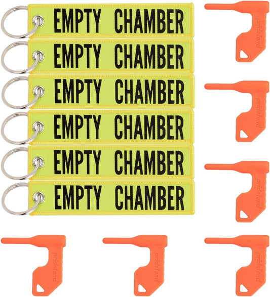 6 Pack Rifle Gun Chamber Safety Flags with Keychain Tags - Unloaded Indicator