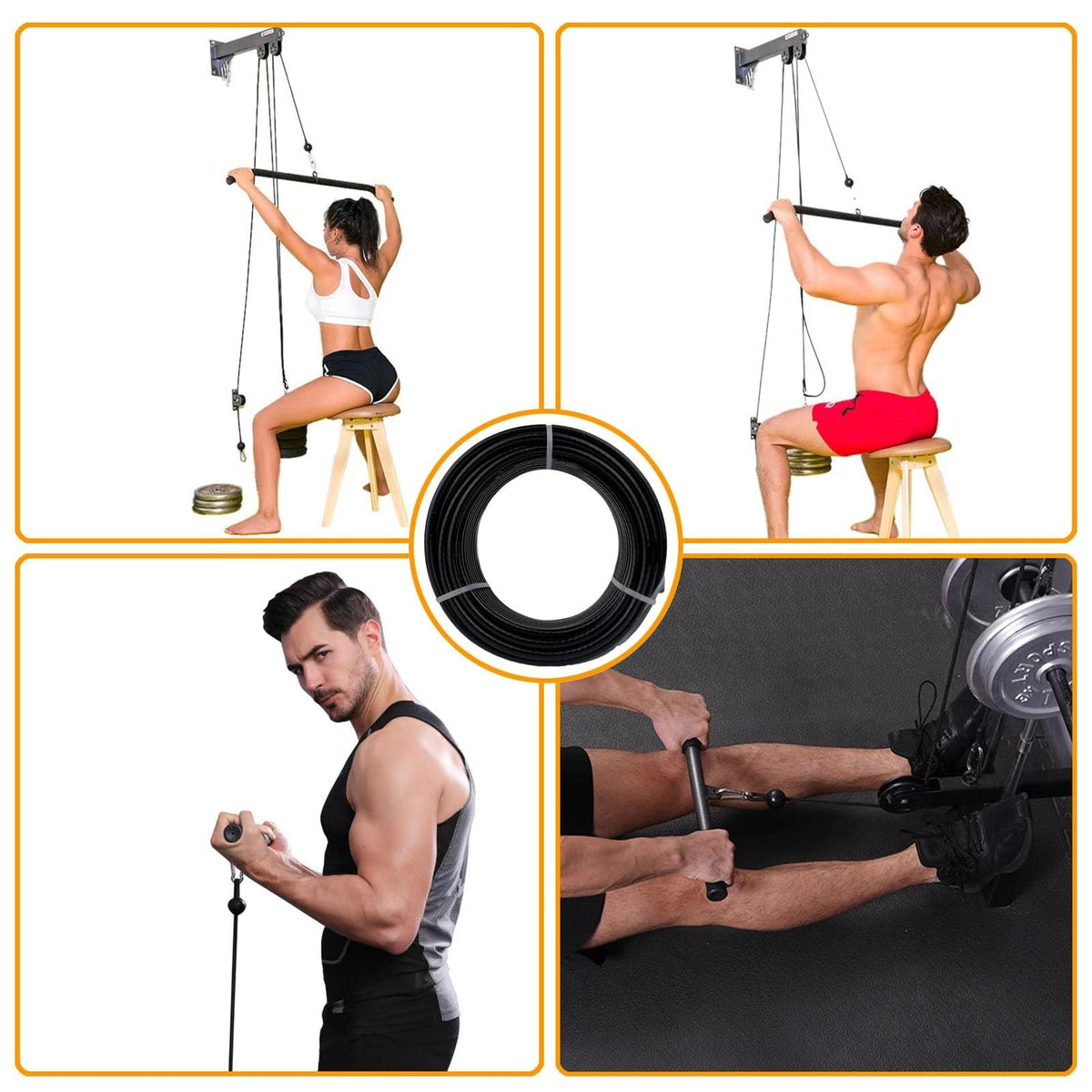 Fitness Pulley Cable 32.8Ft Steel Replacement for Home Gym Equipment