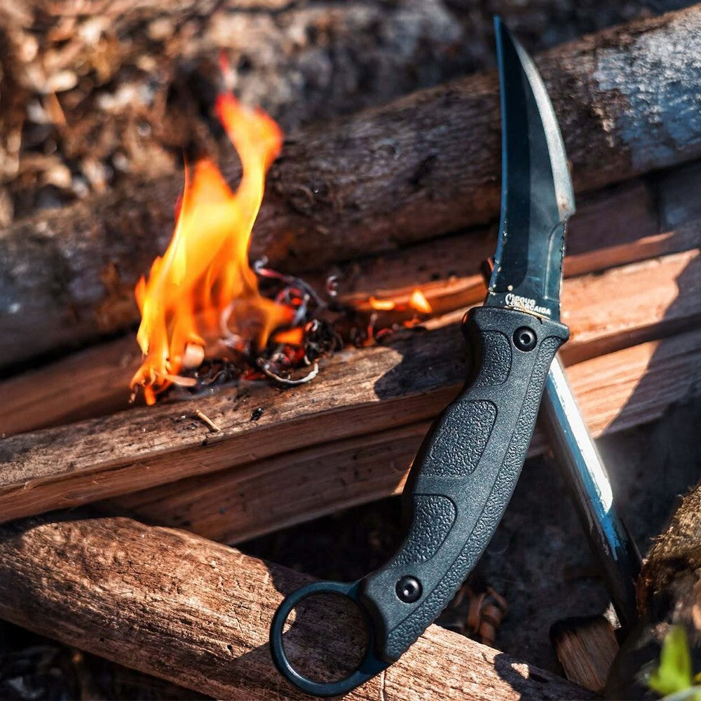 Fixed Blade Karambit Knife with Black Sheath - 3.15 Inch D2 Steel, EDC Ready