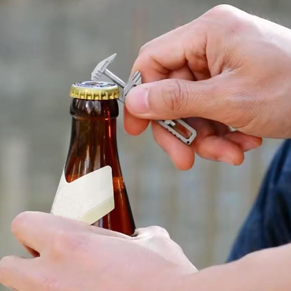 Mini Titanium Multi-Tool Keychain Wrench & Bottle Opener - 2 Pack