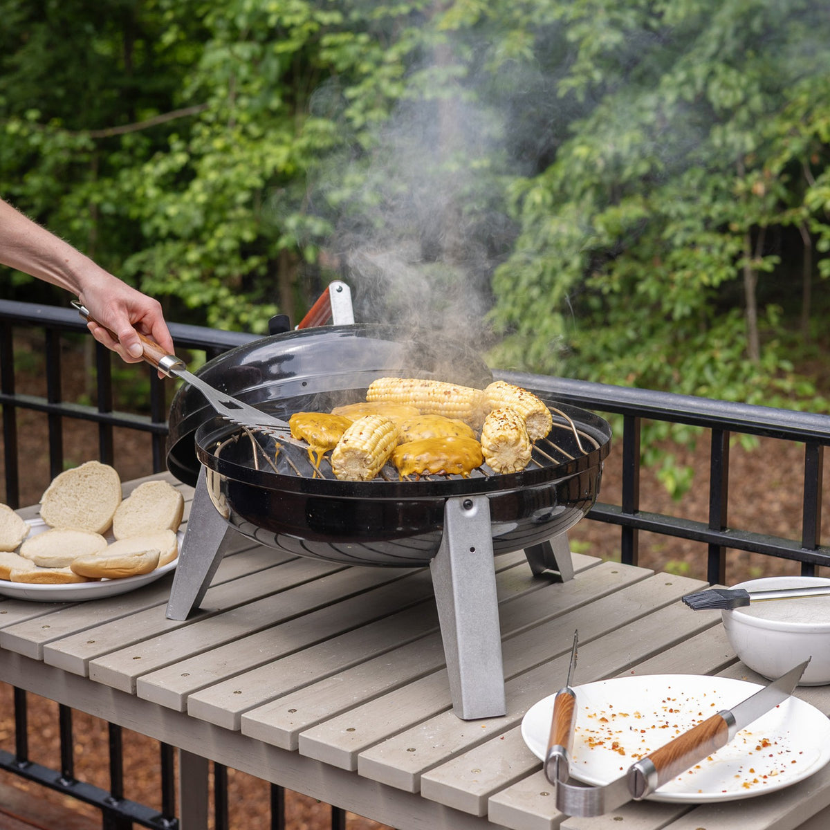 Portable Dual-Fuel Electric & Charcoal BBQ Grill - Americana Wherever