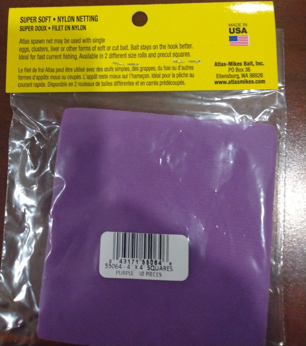 Fishing Net Square 4x4 Inch - 50 Pack for Salmon & Trout, Multiple Colors