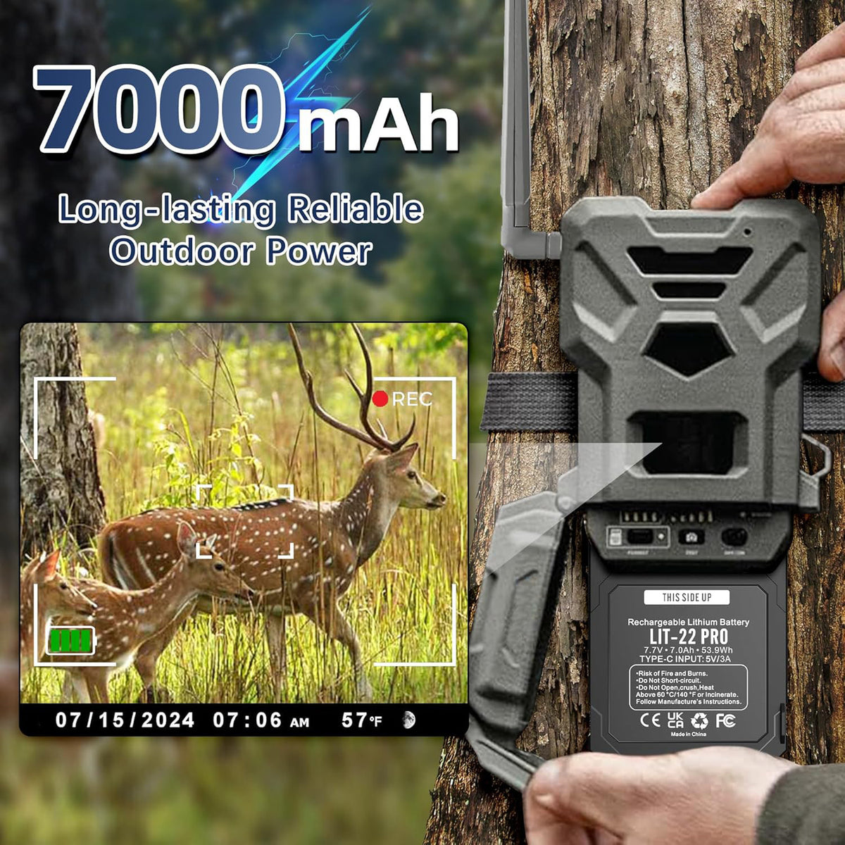 2 Pack Rechargeable 7000mAh Lithium Battery for SPYPOINT Trail Cameras