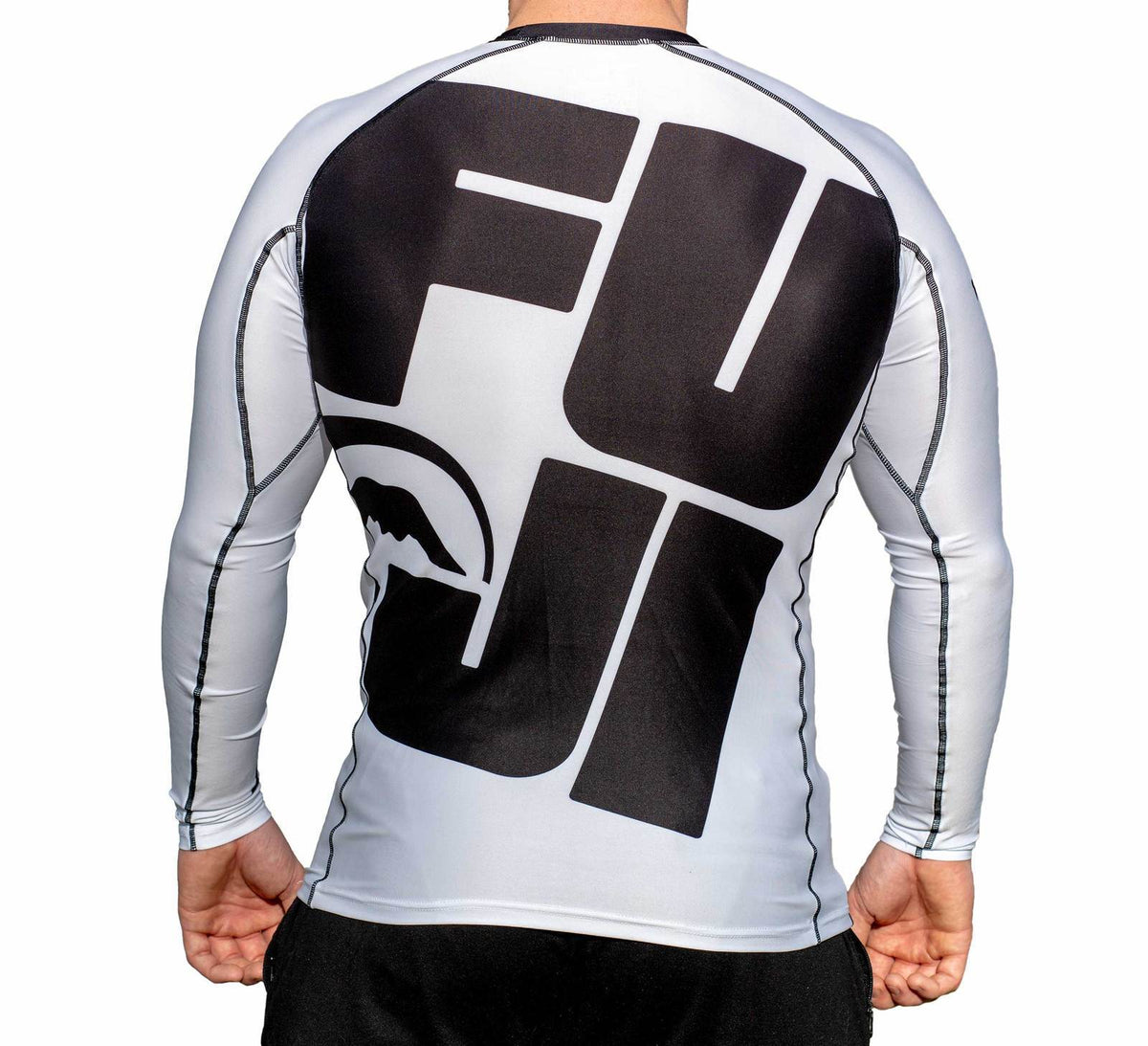 Long Sleeve Rash Guard for MMA BJJ Jiu Jitsu - White
