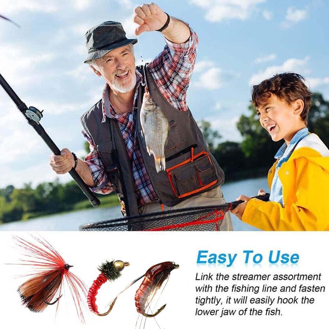 Wet Dry Nymph Fly Fishing Lure Set for Trout & Panfish - Multiple Sizes & Styles